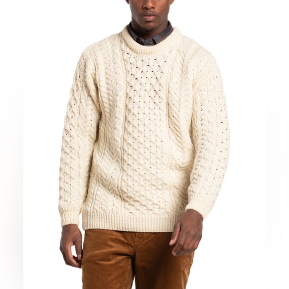 Irish Handknit Chunky Wool Fisherman Sweater Size XL Fisherman Aesthetic - Picture 4 of 9